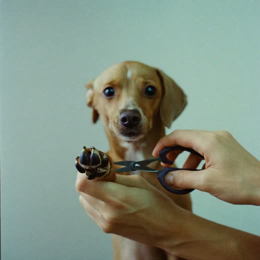 A dog's paw held for a nail trim